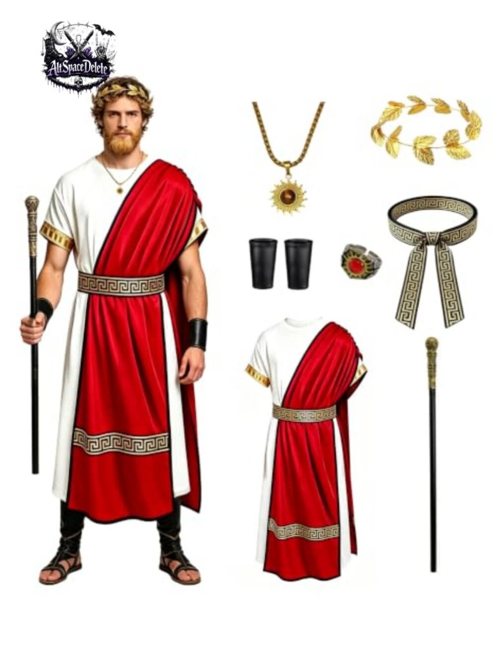 Akokvlar 7Pc Adult Toga Costume Roman Robe Greek God Outfit